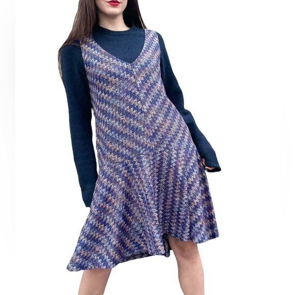 Maeve Anthropologie Westwater Knit Chevron Multi Color Drop Waist Dress - Picture 1 of 13